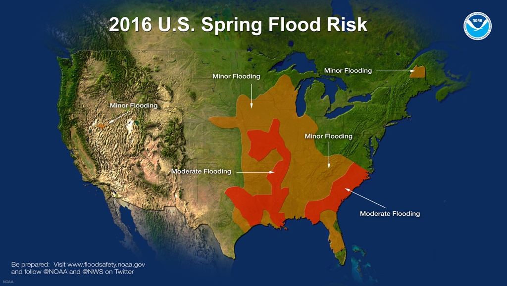 Spring flood risk map 2016 (NOAA)