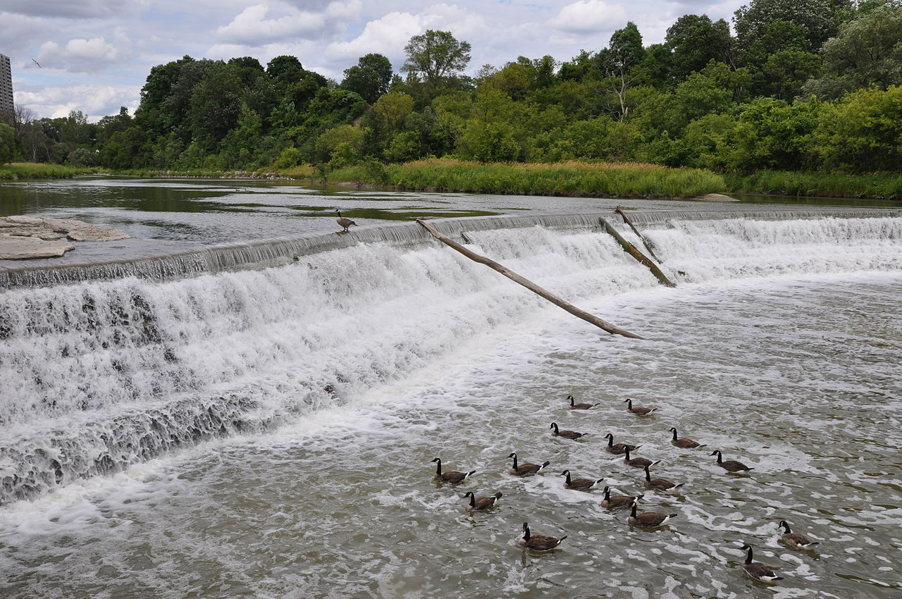 A weir on the Humber River near Raymore Park in Toronto, Ontario, Canada