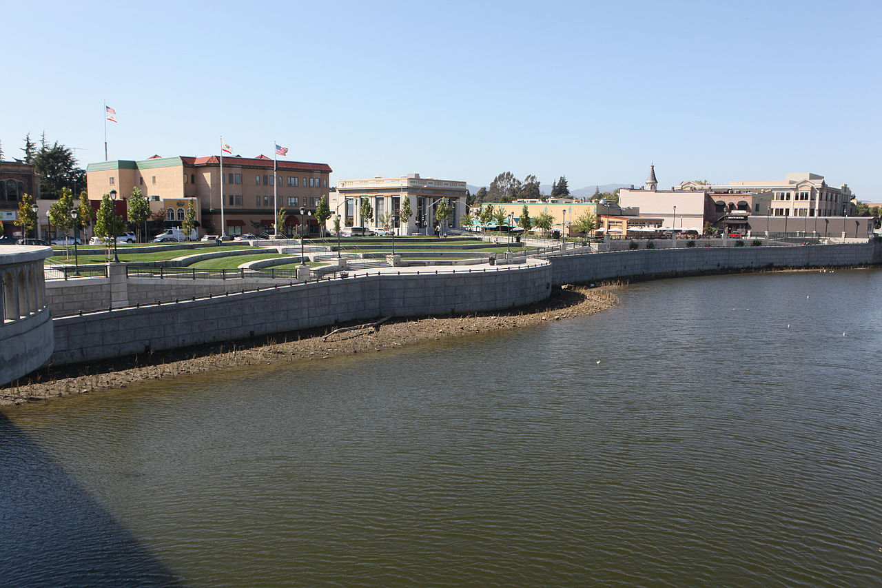 A portion of the Napa River floodwall constructed by the Corps of Engineers