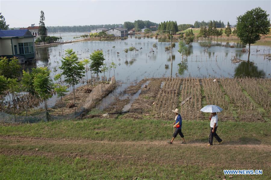 24-hour inspection underway on dike of Huarong River in central China