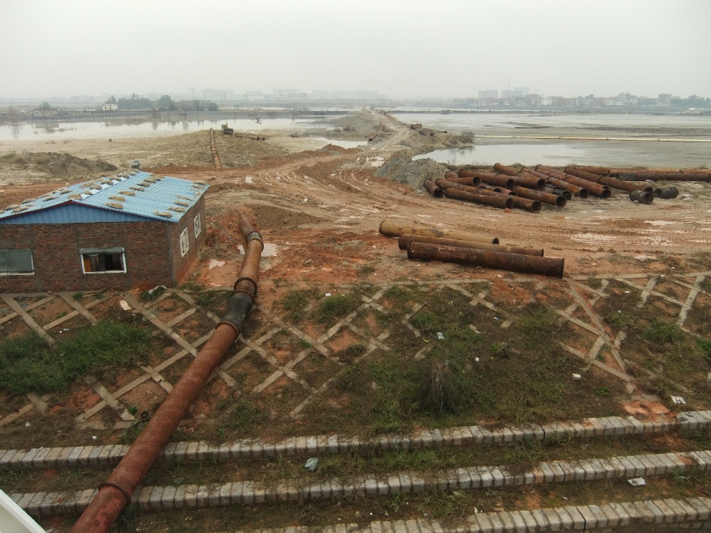 Land reclamation in progress in Bingzhou  Peninsula (formerly, island) of the Dongzui Bay .Tong'an District, Xiamen, China