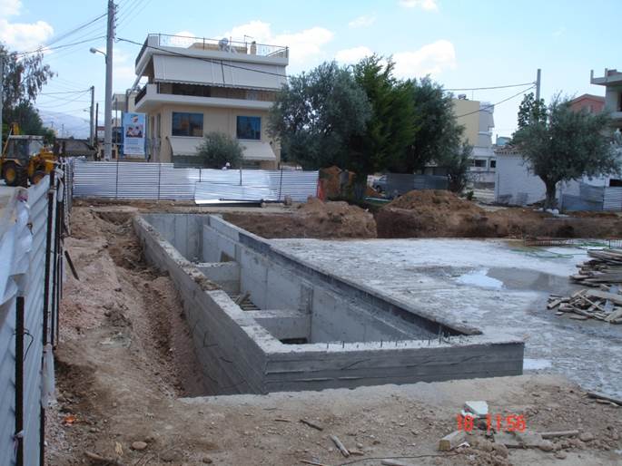 Retention tank of Acharnai case study during construction